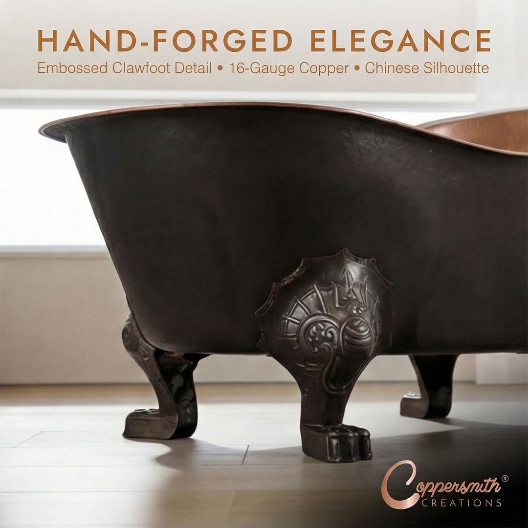 Clawfoot Copper Tub Chinese Style - The Bridgerton Bath