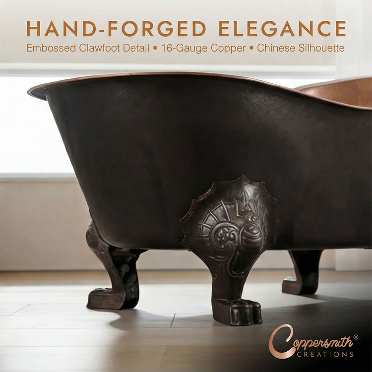 Clawfoot Copper Tub Chinese Style - The Bridgerton Bath