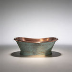 Load image into Gallery viewer, Slanting Base Copper Bathtub Hammered Antique Copper Interior &amp; Patina Exterior Finish
