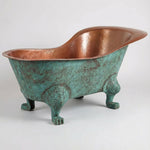 Load image into Gallery viewer, Chinese Style Clawfoot Copper Bathtub Antique Copper Interior Patina Exterior
