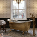 Load image into Gallery viewer, Clawfoot Brass Bathtub Hammered Brass Exterior &amp; Nickel Interior
