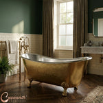 Load image into Gallery viewer, Clawfoot Brass Bathtub Hammered Brass Exterior &amp; Nickel Interior
