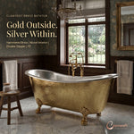 Load image into Gallery viewer, Clawfoot Brass Bathtub Hammered Brass Exterior &amp; Nickel Interior
