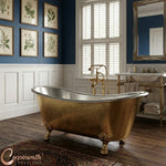 Load image into Gallery viewer, Clawfoot Brass Bathtub Hammered Brass Exterior &amp; Nickel Interior

