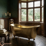 Load image into Gallery viewer, Clawfoot Brass Bathtub Hammered Exterior Full Brass Finish

