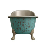 Load image into Gallery viewer, Clawfoot Copper Bathtub Verdigris Patina Exterior &amp; Tin Interior Double Slipper
