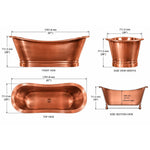 Load image into Gallery viewer, Flat Rim Freestanding Copper Bathtub Smooth Plain Medium Antique Finish Interior &amp; Exterior
