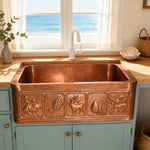 Load image into Gallery viewer, Copper Farmhouse Sink Animal Front Apron
