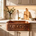 Load image into Gallery viewer, Copper Farmhouse Sink Sunflower Front Apron
