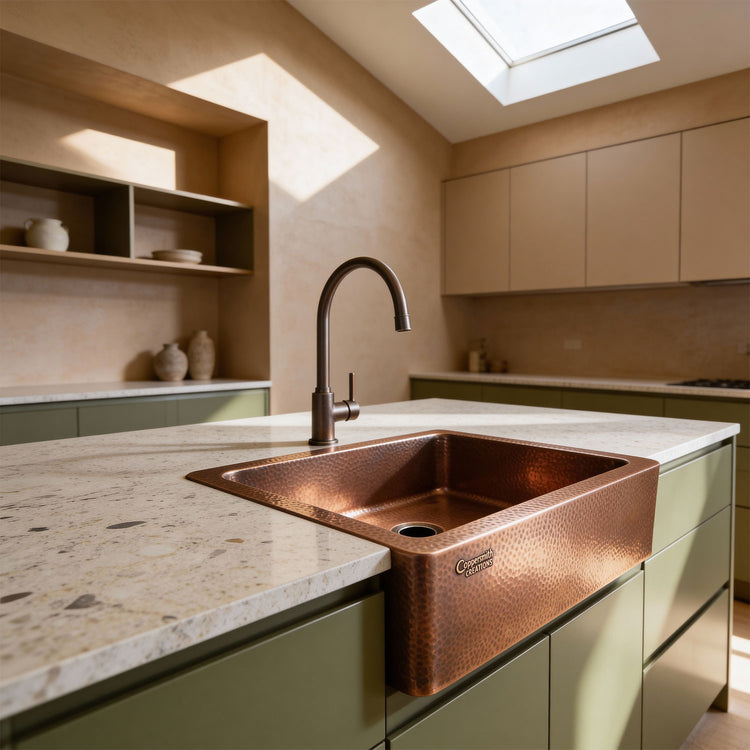 Copper Sink Hammered Front Apron