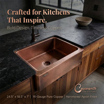 Copper Sink Hammered Front Apron