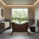 Load image into Gallery viewer, Double Slipper Nickel Interior Copper Bathtub
