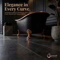 Hammered Clawfoot Copper Bathtub Copper Interior & Black Exterior