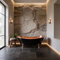Hammered Clawfoot Copper Bathtub Copper Interior & Black Exterior