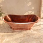 Load image into Gallery viewer, Flat Rim Freestanding Copper Bathtub Smooth Plain Medium Antique Finish Interior &amp; Exterior
