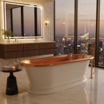Load image into Gallery viewer, Pedestal Copper Bathtub White Powder Coated Exterior &amp; Polished Copper Interior
