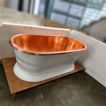 Load image into Gallery viewer, Pedestal Copper Bathtub White Powder Coated Exterior &amp; Polished Copper Interior
