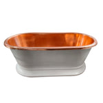 Load image into Gallery viewer, Pedestal Copper Bathtub White Powder Coated Exterior &amp; Polished Copper Interior
