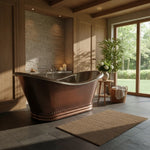 Load image into Gallery viewer, Ribbed Base Smooth Double Slipper Nickel Interior Copper Bathtub
