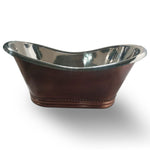 Load image into Gallery viewer, Ribbed Base Smooth Double Slipper Nickel Interior Copper Bathtub
