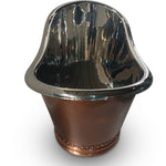 Load image into Gallery viewer, Ribbed Base Smooth Double Slipper Nickel Interior Copper Bathtub
