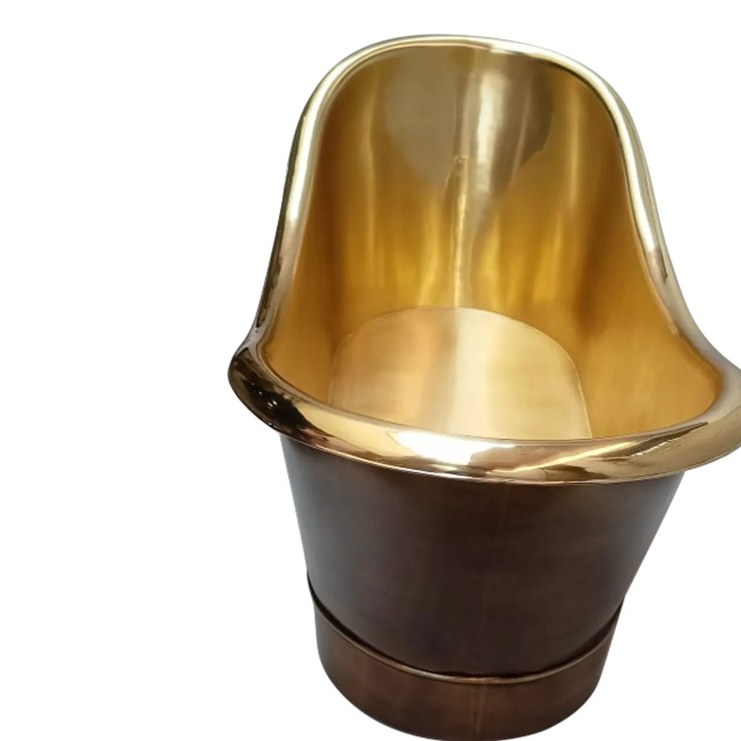 Roll Top Brass Bathtub Polished Interior & Antique Finish exterior