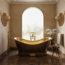 Roll Top Brass Bathtub Polished Interior & Antique Finish exterior