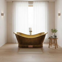 Roll Top Brass Bathtub Polished Interior & Antique Finish exterior