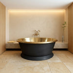 Load image into Gallery viewer, Round Brass Bathtub Matt Black Exterior &amp; Polish Brass Interior
