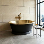 Load image into Gallery viewer, Round Brass Bathtub Matt Black Exterior &amp; Polish Brass Interior
