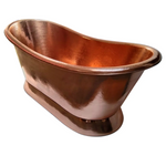 Load image into Gallery viewer, Slanting Base Hammered Polished Full Copper Bathtub
