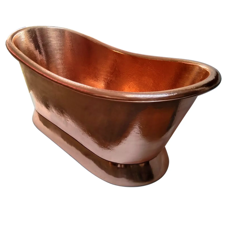 Slanting Base Hammered Polished Full Copper Bathtub