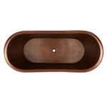 Load image into Gallery viewer, Hammered Clawfoot Copper Double Slipper Tub Blue-Green Patina Exterior
