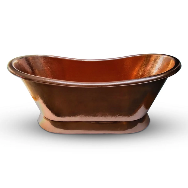 Slanting Base Hammered Polished Full Copper Bathtub