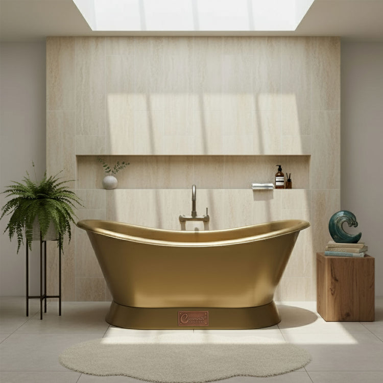 Slanting Base Brass Bathtub Brushed Full Brass Finish