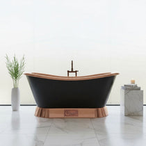 Slanting Base Copper Bathtub Copper Inside & on Base Black Outside