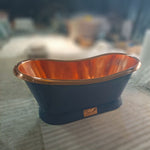 Load image into Gallery viewer, Slanting Base Copper Bathtub Copper Interior &amp; RAL5022 Night Blue Exterior
