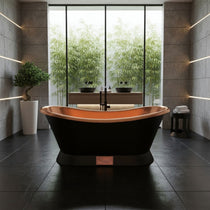 Slanting Base Copper Bathtub Full Black Exterior