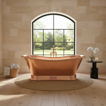 Slanting Base Copper Bathtub Full Shining Copper Finish