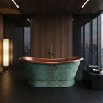 Load image into Gallery viewer, Slanting Base Copper Bathtub Hammered Antique Copper Interior &amp; Patina Exterior Finish
