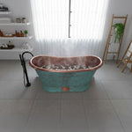 Load image into Gallery viewer, Slanting Base Copper Bathtub Hammered Antique Copper Interior &amp; Patina Exterior Finish
