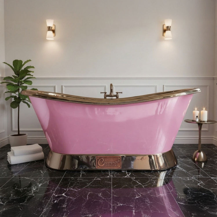 Slanting Base Copper Bathtub Nickel Inside & on Base RAL 4003 Exterior