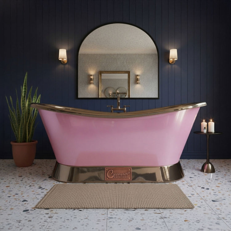 Slanting Base Copper Bathtub Nickel Inside & on Base RAL 4003 Exterior