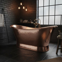 Slanting Base Hammered Polished Full Copper Bathtub
