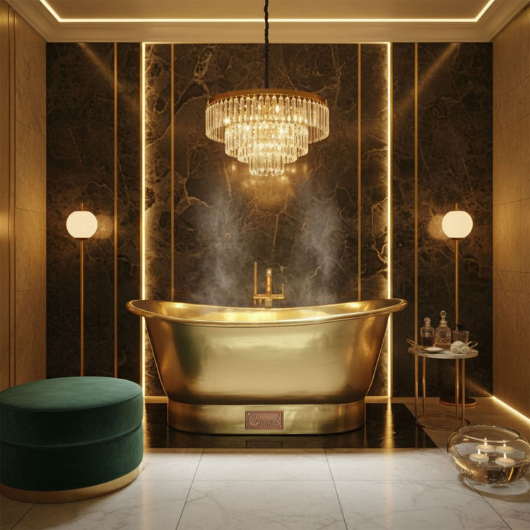 Straight Base Brass Bathtub Full Polished Brass Finish