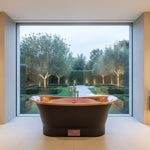 Load image into Gallery viewer, Straight Base Copper Bathtub Black Outside
