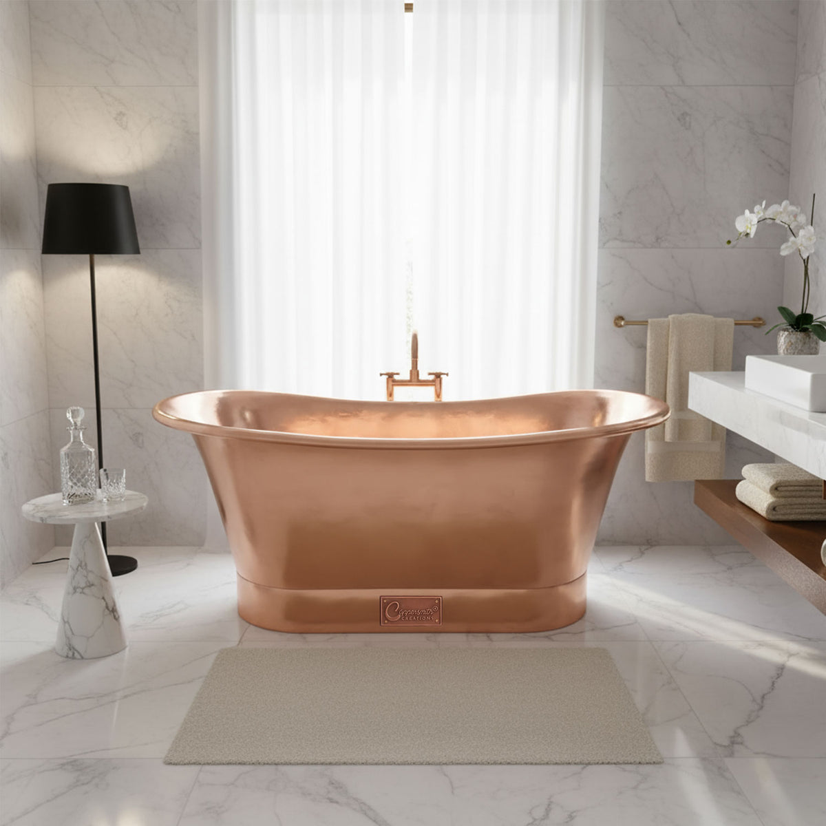 Straight base copper bathtub full copper