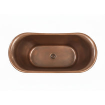 Straight Base Copper Bathtub Hammered Antique Finish Interior & Blue Green Patina Exterior Finish