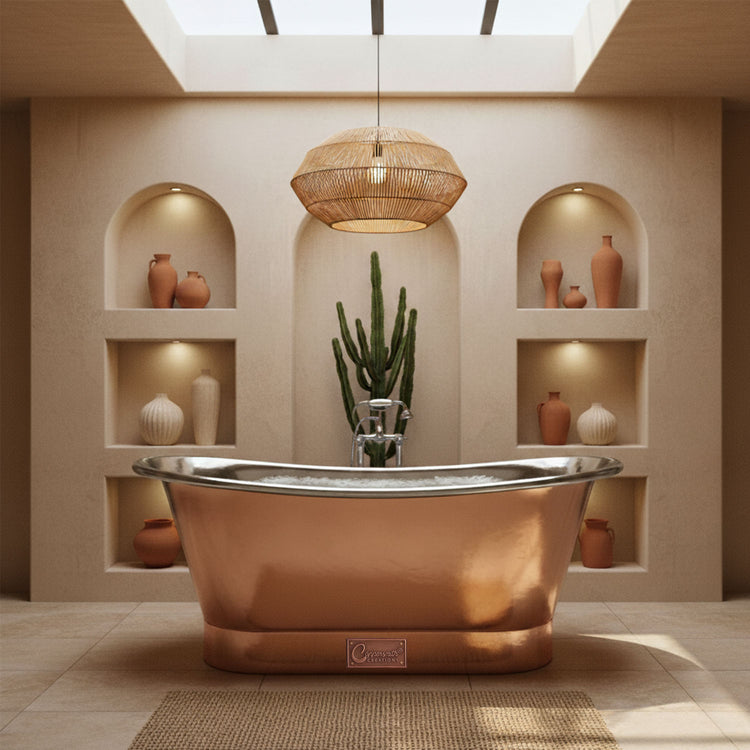 Straight Base Copper Bathtub Nickel Inside