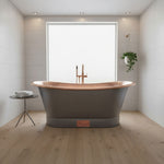 Load image into Gallery viewer, Straight Base Copper Bathtub Polished Copper Interior &amp; RAL7021 Black Grey Exterior
